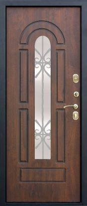 Входная металлическая дверь Феррони Виконт 2 замка 1.4мм металл (Орех грецкий + Стеклопакет)